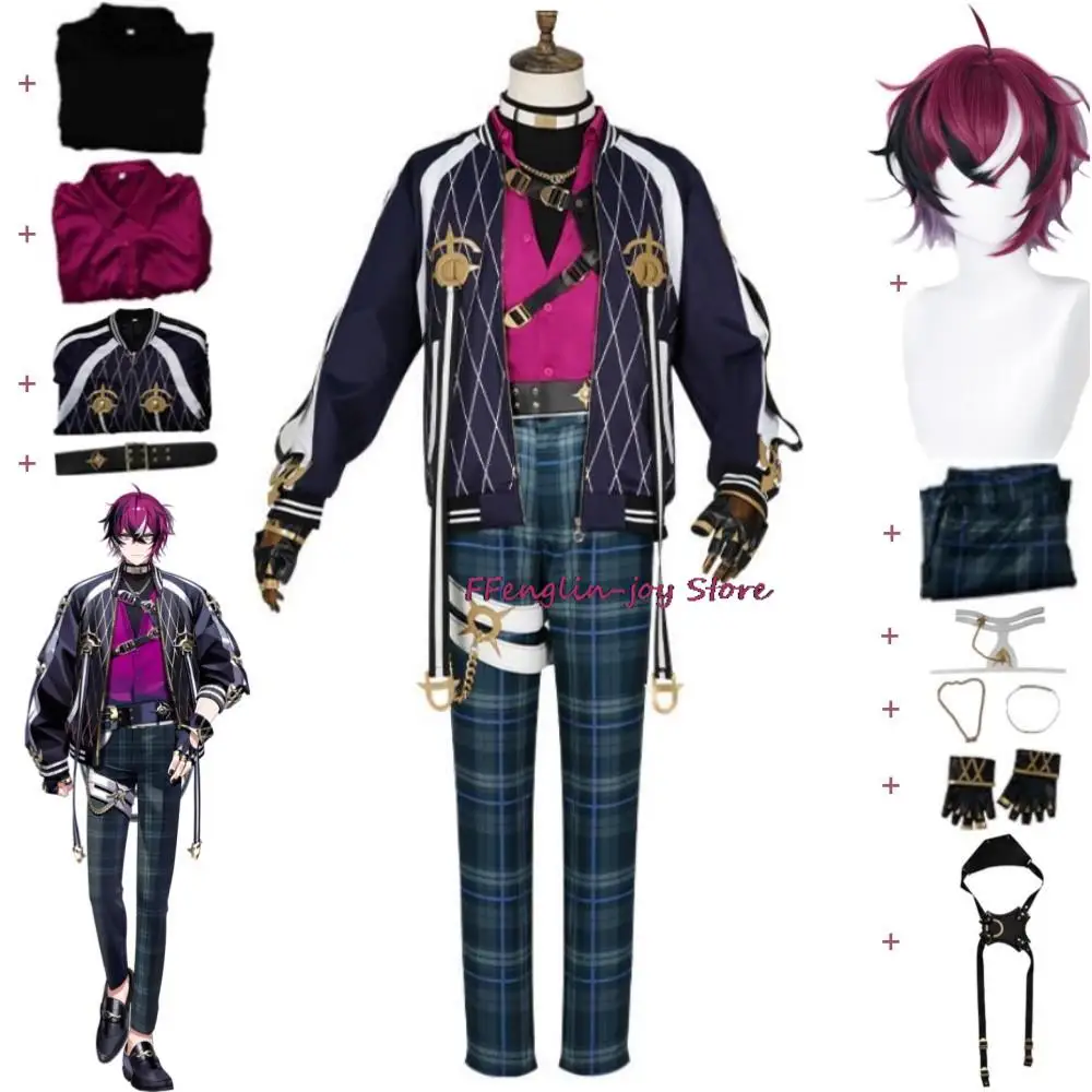 YouTuber VTuber NIJISANJI EN XSOLEIL Doppio Dropscythe Cosplay Costume Wig Anime Outfit Hallowen Carnival Party Woman Man Suit