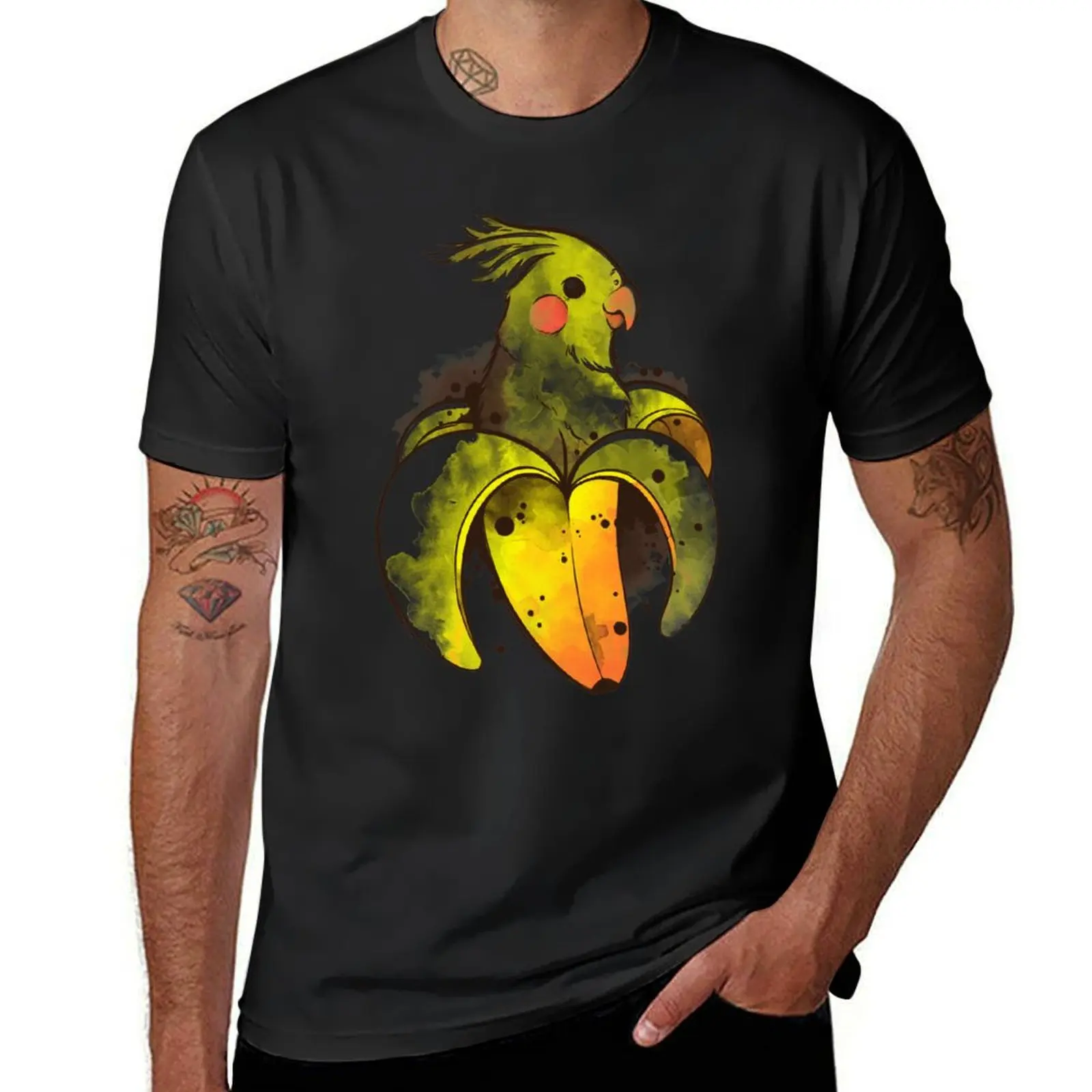 Banana parrot T-Shirt for a boy cute tops Aesthetic clothing mens t shirt graphic