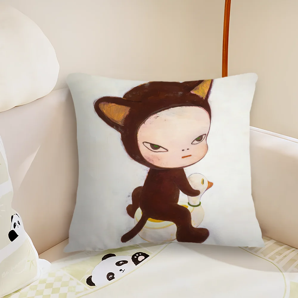 Cute Y-Yoshitomo N-Nara Art Pillow Case Living Room Sofa Cushion Cover Suitable For Home Bedroom Room Decoration