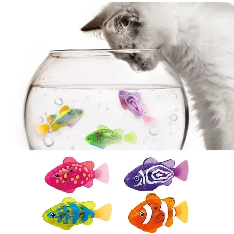 LED Light Electronic Fish Cat Interactive Toys Baby Summer Bath Toy Swimming Robot Luminous Fish Swim Pool Bathtub Toys