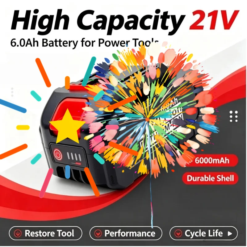 Brand New 21V 6.0Ah Lithium Battery Fast Charge Replacement For Electric Drill BL1850 BL1840 BL1440 196391‑6