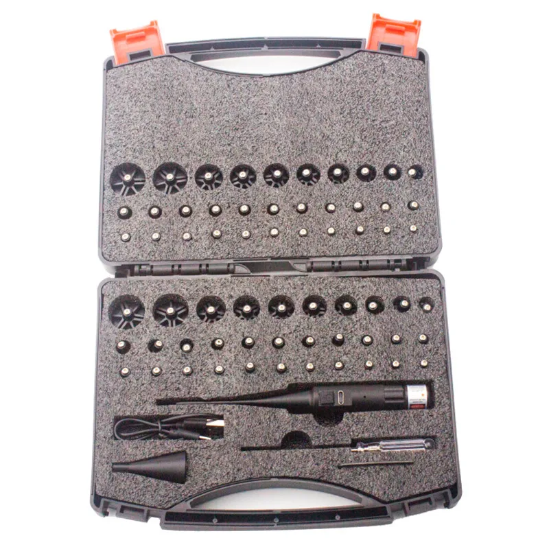 Red Laser Boresighter Kit 64 Adapters for .177 .22 to .50 .78 Caliber Laser Collimator Universal Bore Sighter - view 5