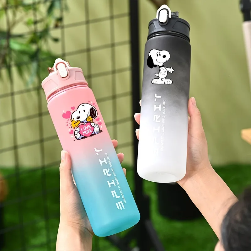 

Бутылка для воды Snoopys 800 мл с соломинкой, с мультяшным аниме-принтом, милые спортивные бутылки унисекс для офиса, школы, путешествий, вечеринок, подарки