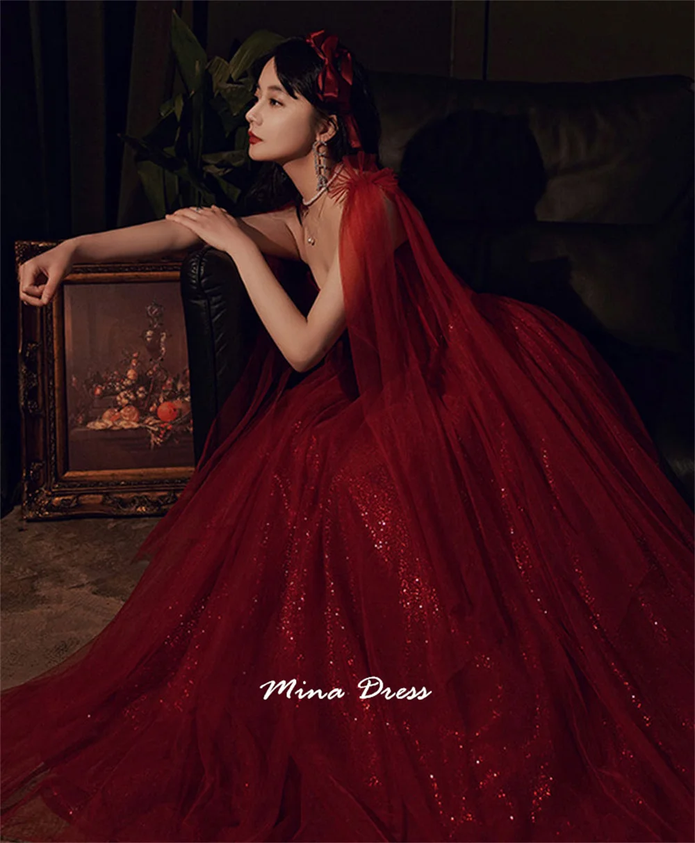 Mina mouwloze avondjurk luxe elegante bruiloftsgastjurken voor speciale gelegenheden op maat gemaakte pailletten lint achterkant