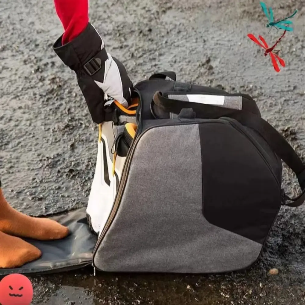 

Waterproof Ski Boot Bag Winter Snow Oxford Cloth Snowboarding Storage Bag Lightweight Padded Shoulder Ski Crossbody Bag
