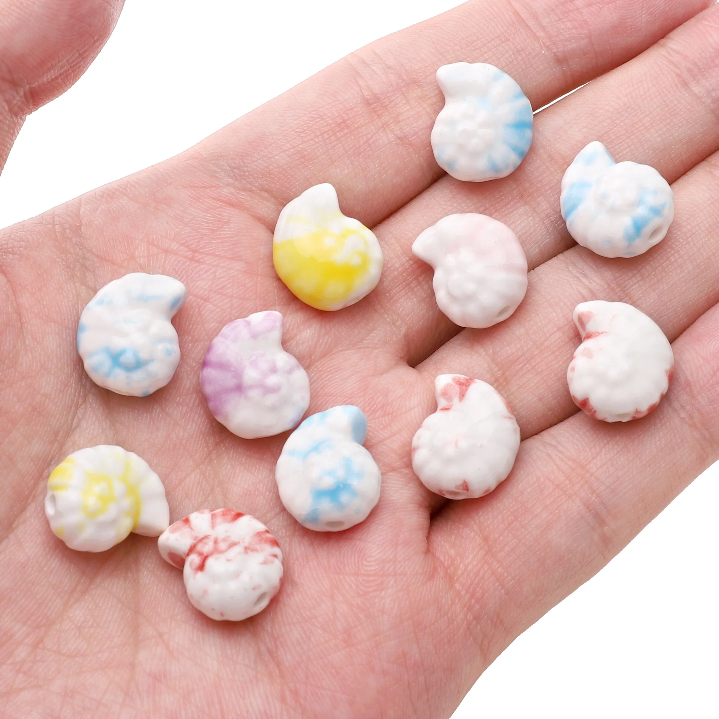 

2pcs Ceramic Beads Splashed Ink Conch Shape Loose Beads for DIY Jewelry Making Accessories Necklaces Bracelet Pendants