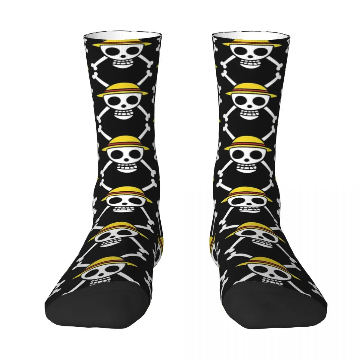 Luffy Straw Hat Pirates Logo Men Women Round neck Socks Cycling Novelty Spring Summer Autumn Winter Stockings Gift