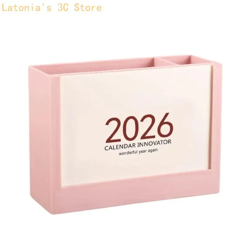 Space Saving Desk Pen Holders Organizers 2026 Calendar Built In Note Pad Design X3UB