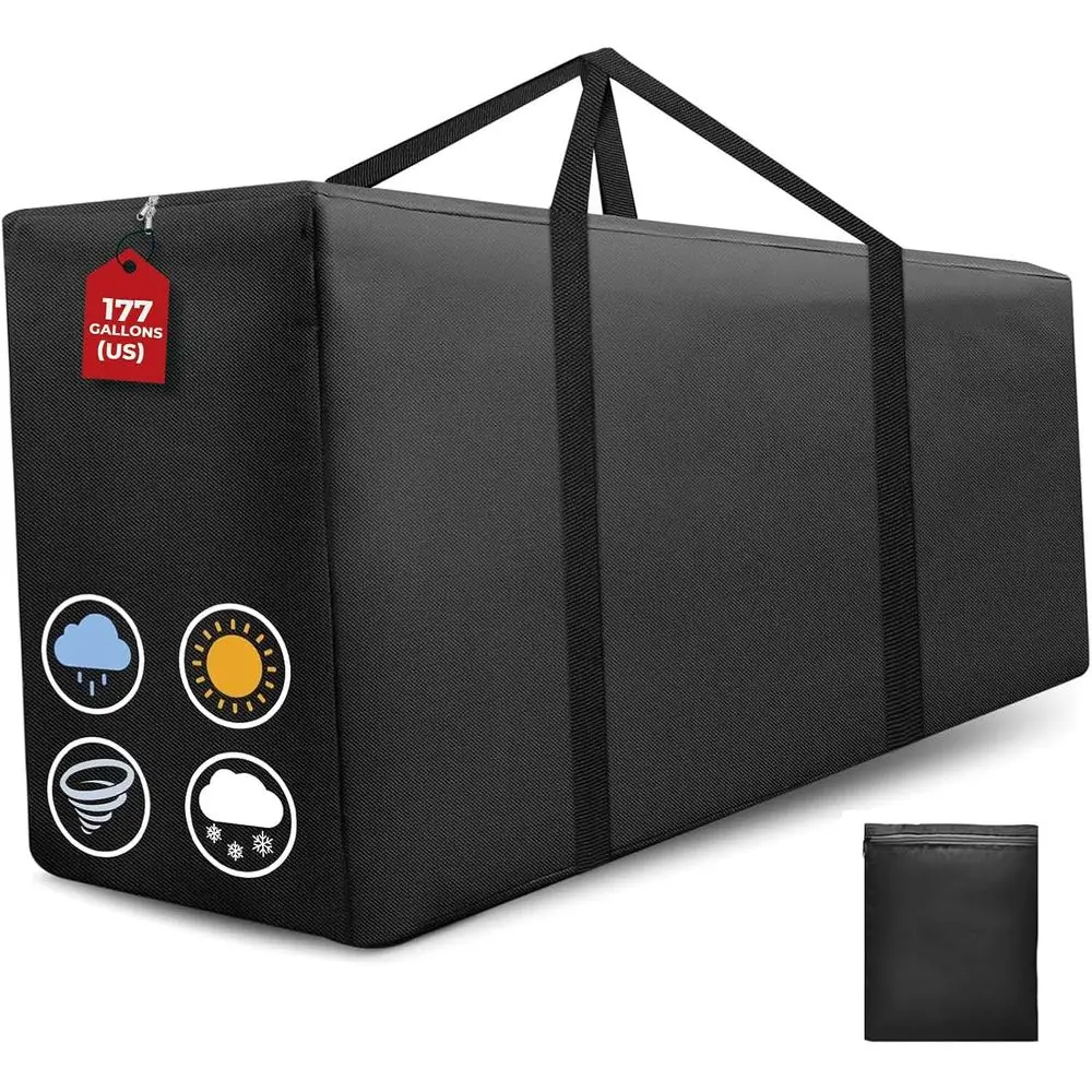 177 Gallon Extra Large Patio Cushion Storage Bag, Heavy Duty Waterproof Outdoor Furniture Storage Tote for Chaise Lounge Cushion