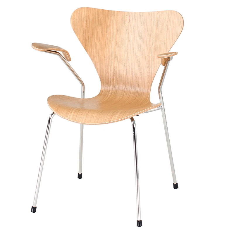

Series 7 Armchair Wooden Seat Deformed Stainless Steel Hardware Foot Overseas Prototype 7 Armchair D013