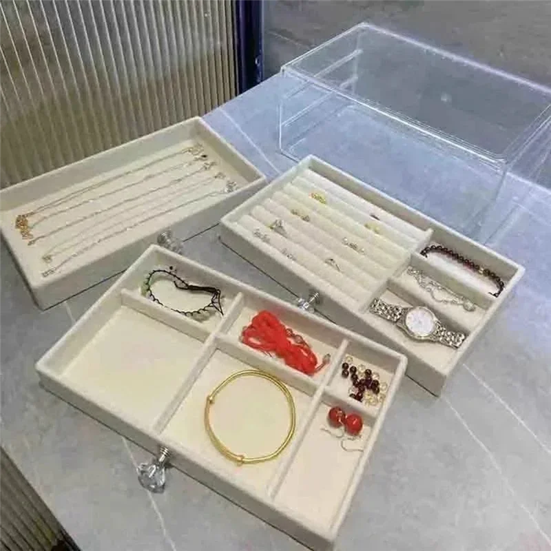 AT21-Large Capacity High-Grade Exquisite Oxidation Three Drawer Desktop Jewelry Bracelet Ring Storage Box