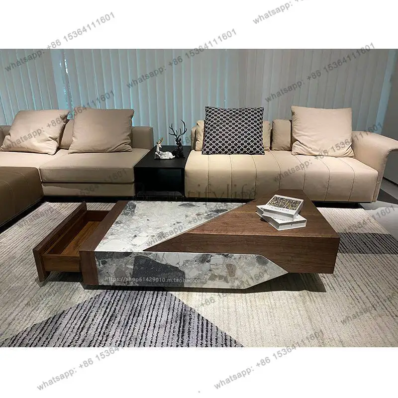 

Medieval style modern simple light luxury North American black walnut coffee table