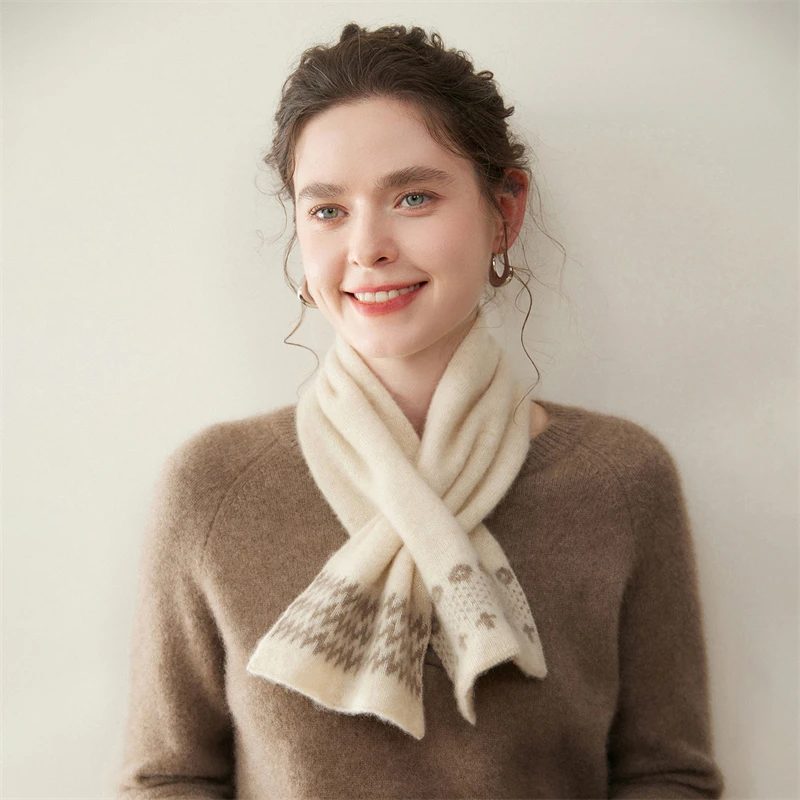 

100% cashmere scarf size 75 * 18 for women's autumn and winter outdoor wear, warm knit cashmere scarf shawl