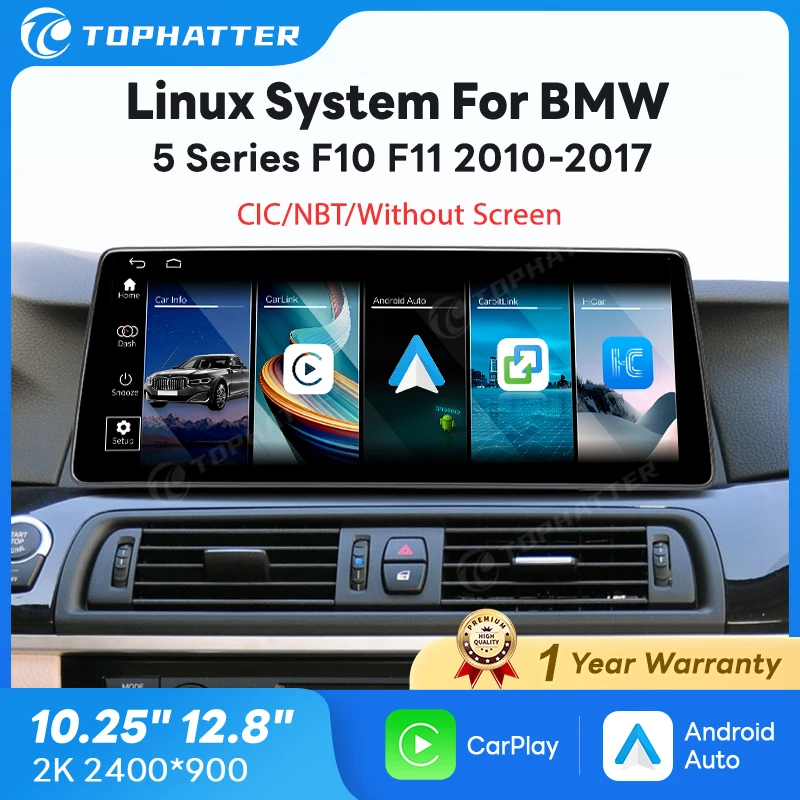 

Original Upgrade Linux Multimedia Player for BMW 5 Series F10 F11 2010-2017 CIC NBT 10.25" 12.8" 2K CarPlay Android Auto