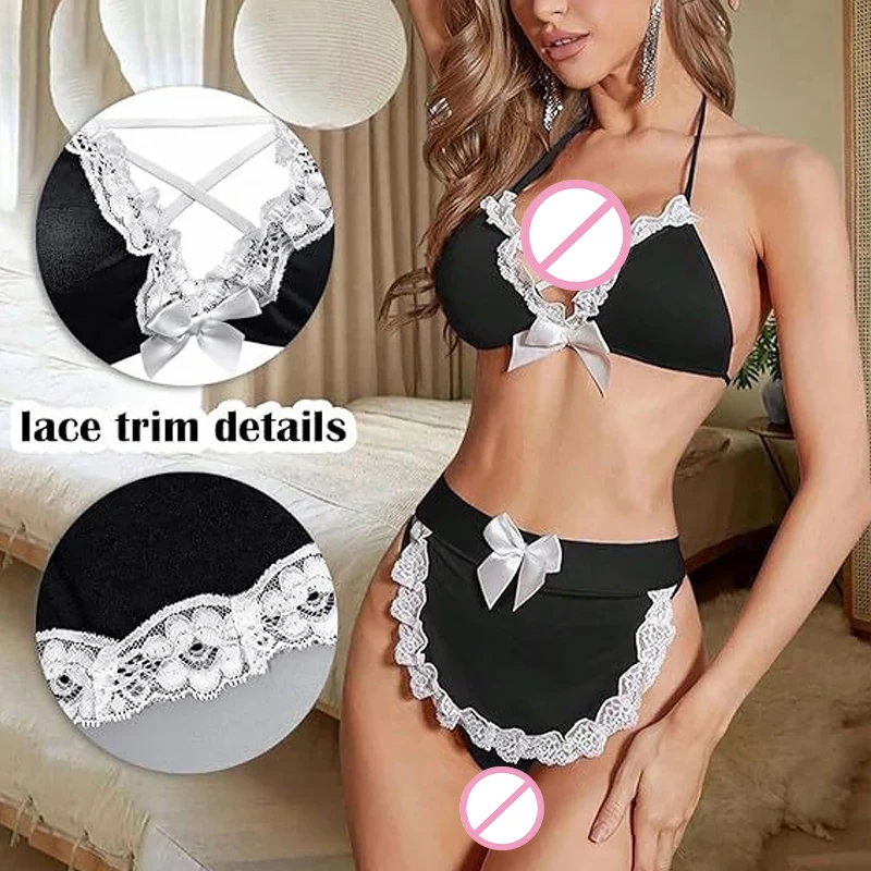 

Christmas Cosplay Clubwear Waitress Uniform Hot Sexy Lingerie Women Maid Role Play Charm Binding Garter Belt Waistband Underwear