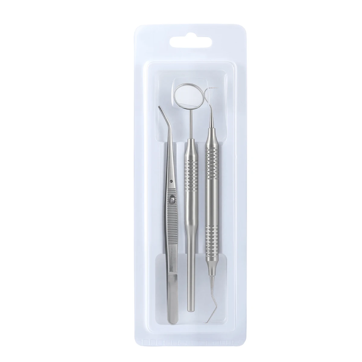 3-teiliges Set AZDENT Dental-Mundreinigungswerkzeug Zahnschaber Mundspiegel Pinzette Sondenspatel Edelstahl Zahnarztinstrument – Detail 7