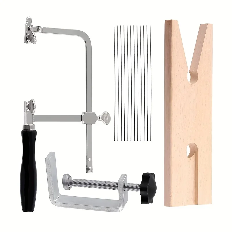 

Multi-Functional Jewelry Making Tool Set Adjustable Saw Frame V-Groove Clamp Wood Bench Pin Polishing Precision Cutting Kit