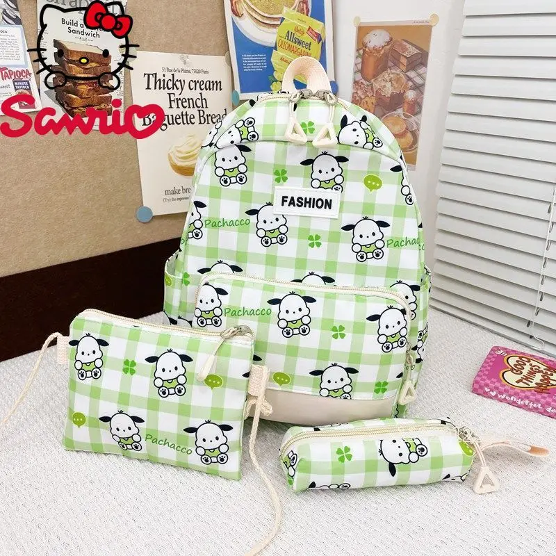  Hello Kitty New Girls' Schoolbag 3-piece Set Fashionable Girls' Backpack Cartoon Cute Large Capacity Children's Schoolbag