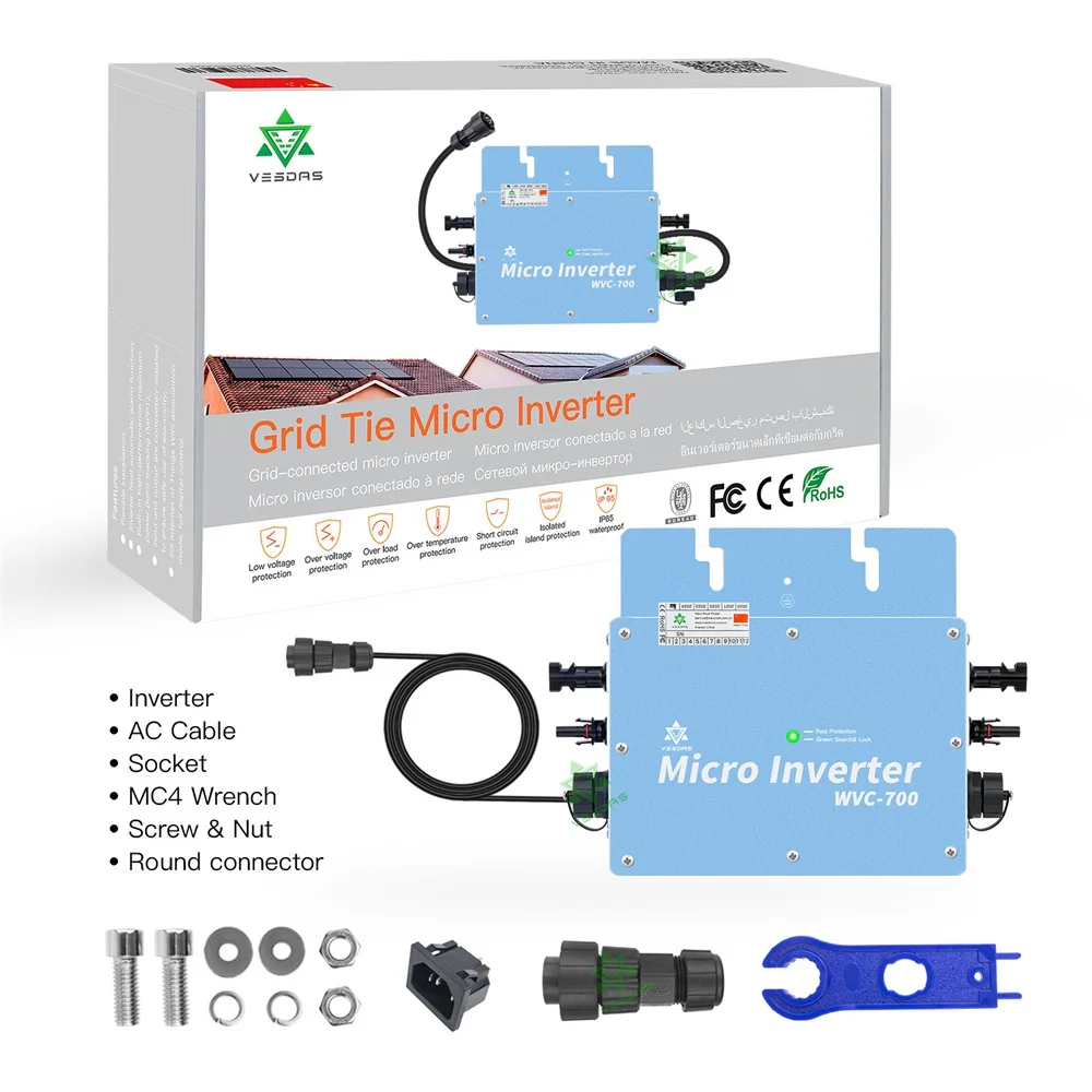 

700W 22-50VDC Solar Grid Connected Micro Inverter, Dual MPPT, Recommended Open Circuit Voltage of Solar Panels 36-50VOC