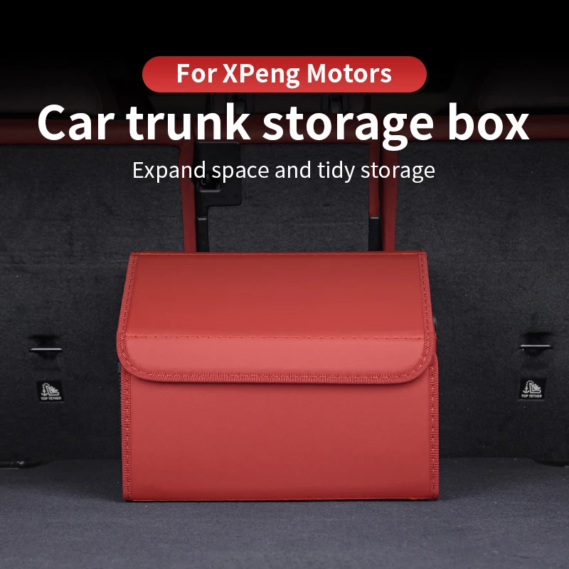 

For XPeng Motors G6 G9 P7 P7i L9 Car Trunk Organizer Leather Foldable Storage Box Portable Multifunctional Tool Car Accessories