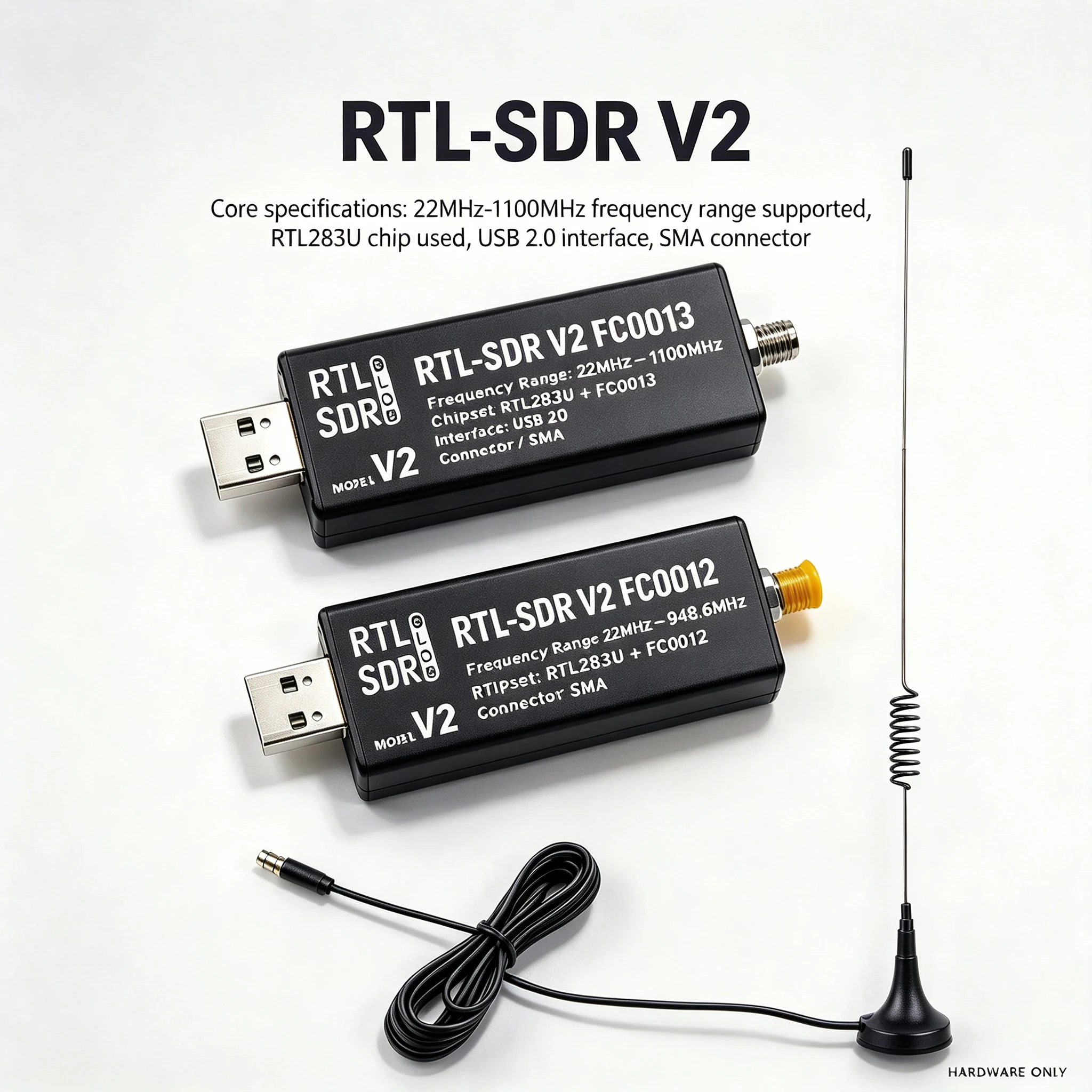 RTL-SDR V2 USB Software Defined Radio RTL2832U FC0012 FC0013 22MHz-1100MHz Wi...