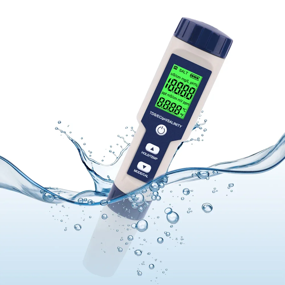 

5 in 1 Water Quality Tester Digital TDS/EC/PH/Salinity/Temperature Meter PH TDS EC Salinity Temp Meter for Aquariums Pools Spa