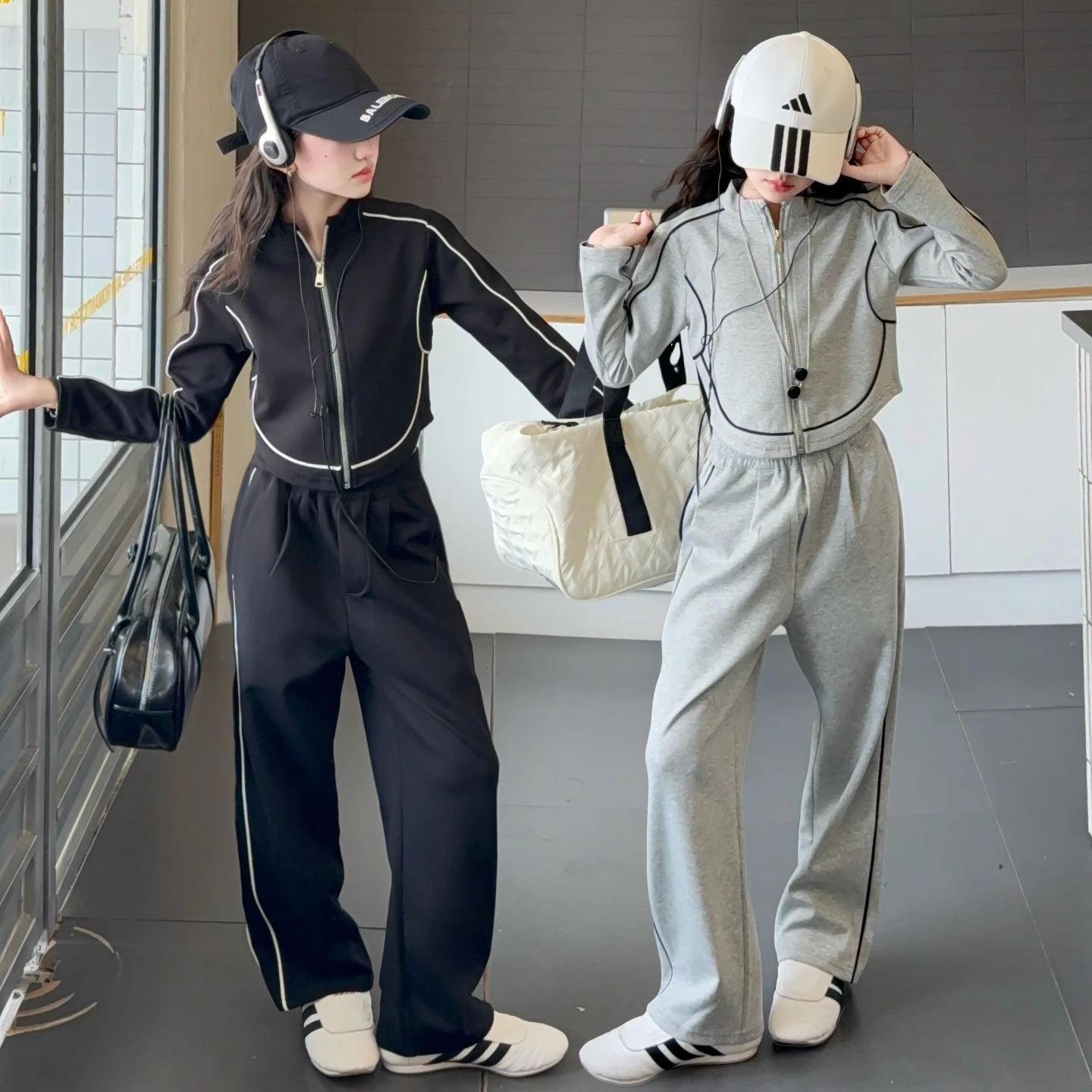 

2025 Spring and Autumn Girls' Children's Clothing High Quality Casual Suit Sports Suit