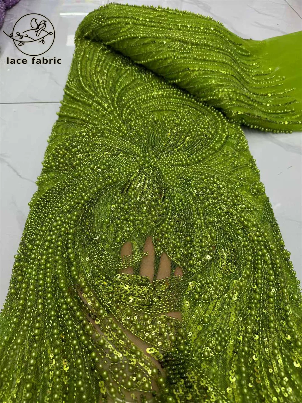 

Luxurious Nigerian African Beaded Lace Fabric 2026 High Quality Sequins Embroidery African French Lace Fabric For Sewing Dress