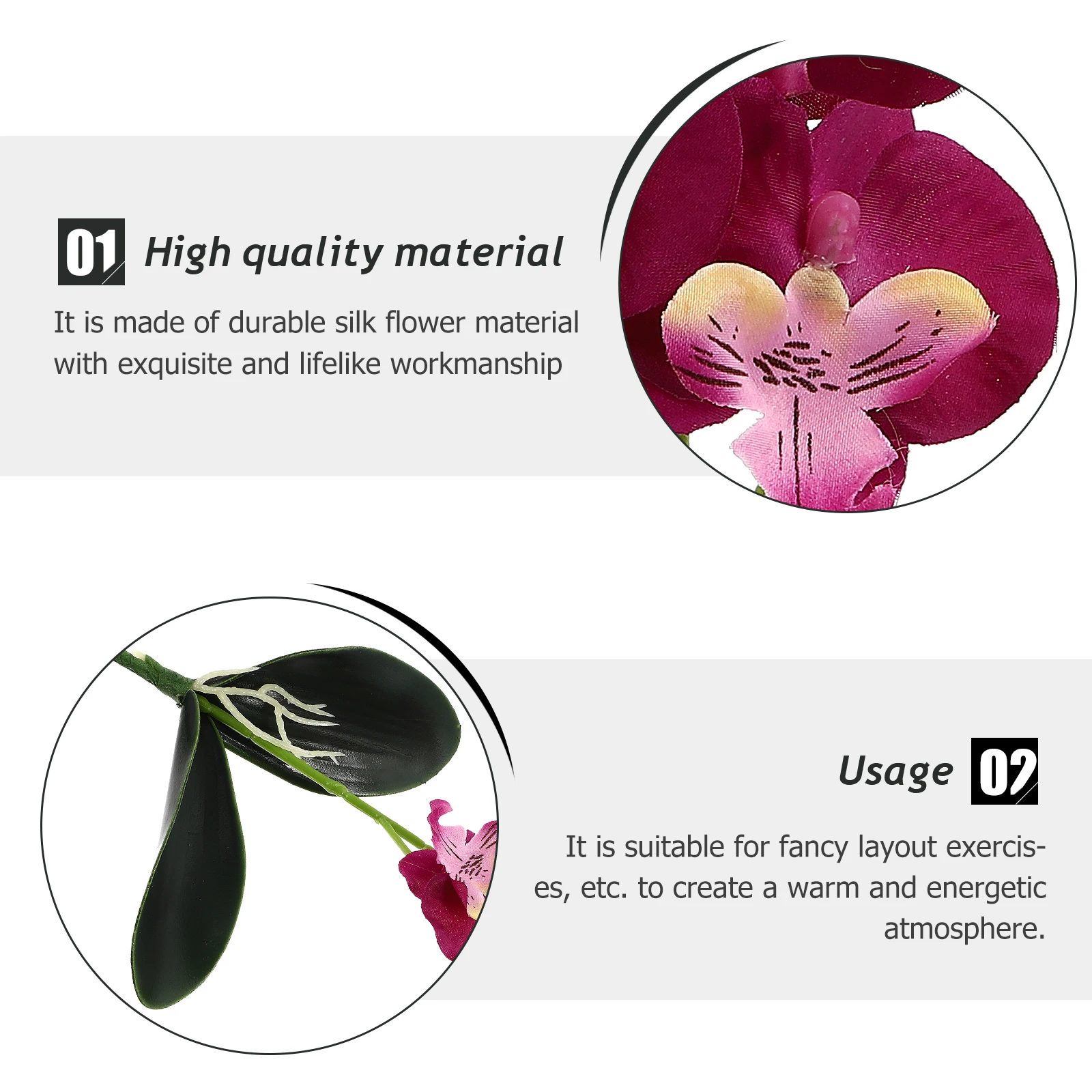 

3pcs Artificial Flowers Decorative Phalaenopsis Silk Mini Supplies DIY Arrangement Fake Flower Lifelike Home Office Bedroom