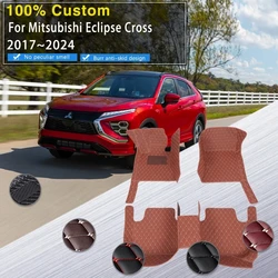 Car Floor Mats For Mitsubishi Eclipse Cross GK GL YA 2017~2024 Luxury Leather Carpet Car Mats Covers Floors Car Accessories 2023