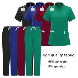 Nuevos uniformes elásticos de Hospital, batas de laboratorio médico, uniforme de enfermera, traje exfoliante Unisex, ropa médica para mujeres, conjunto para correr