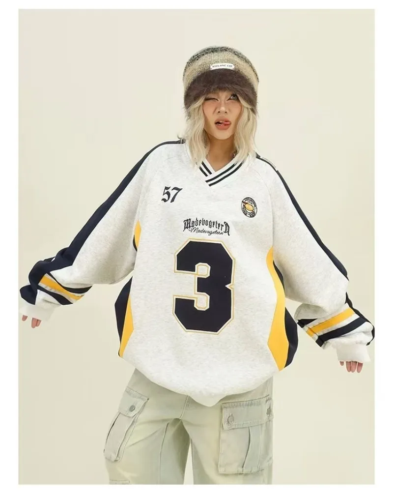 

Уличная одежда номер 3, женский и мужской пуловер Y2K, новая американская мода, повседневная толстовка в стиле панк, хип-хоп, модная свободная толстовка