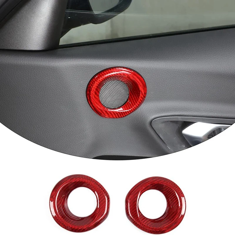 

For Toyota Supra GR A90 A91 MK5 2019 2020 2021 2022 Carbon Fiber Car Door Speaker Ring Cover Trim Accessories ,Red