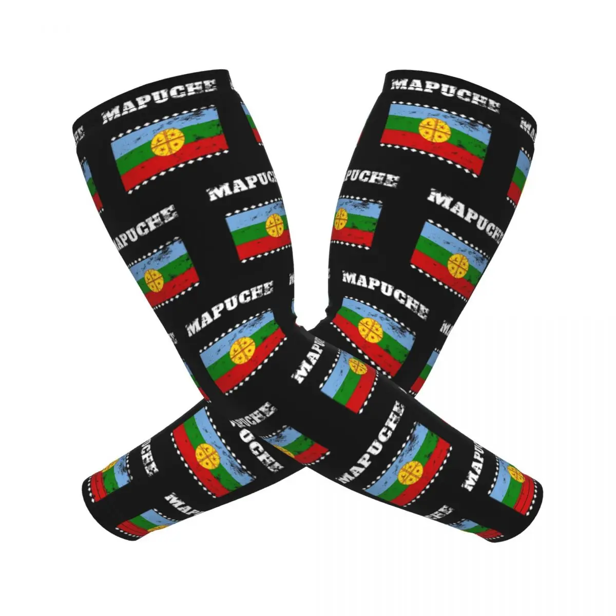 

Mapuche Town Flag Retro Vintage Arm Sleeves Men Women Sun UV Protection Tattoo Cover Up Sports Cooling Cycling