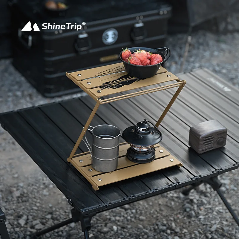 屋外キャンプテーブル収納ラック ShineTrip 多機能折りたたみ式アルミ