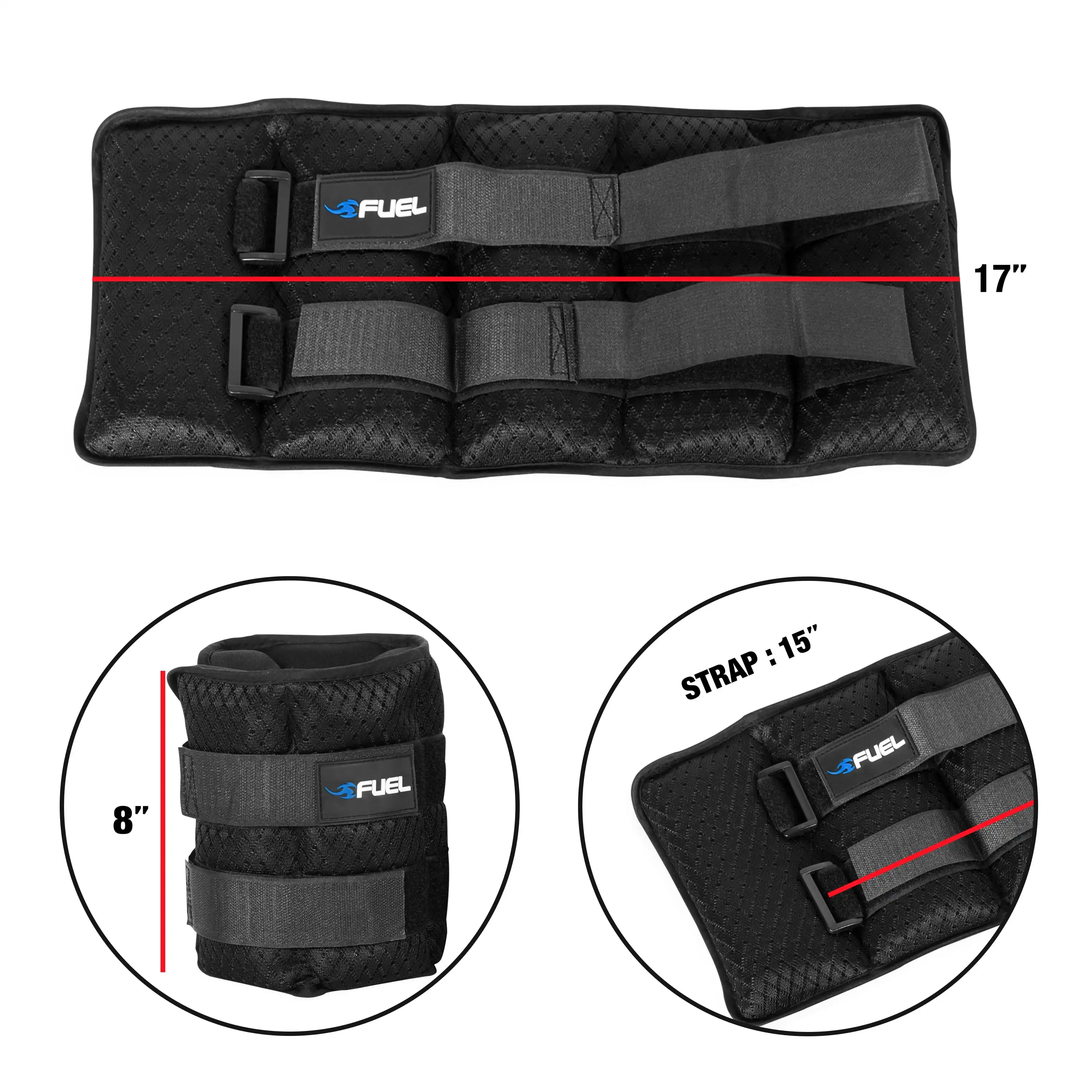 Fuel Pureformance Adjustable Wrist/Ankle Weights, 10-Pound Pair (20 lb total), security protection