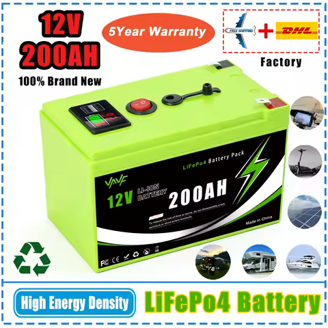 Lithium Battery🛵12V200Ah LiFePO4 Solar Battery with 📀Advanced Management System (BMS) for Solar Battery Backup Power&amp;RVs
