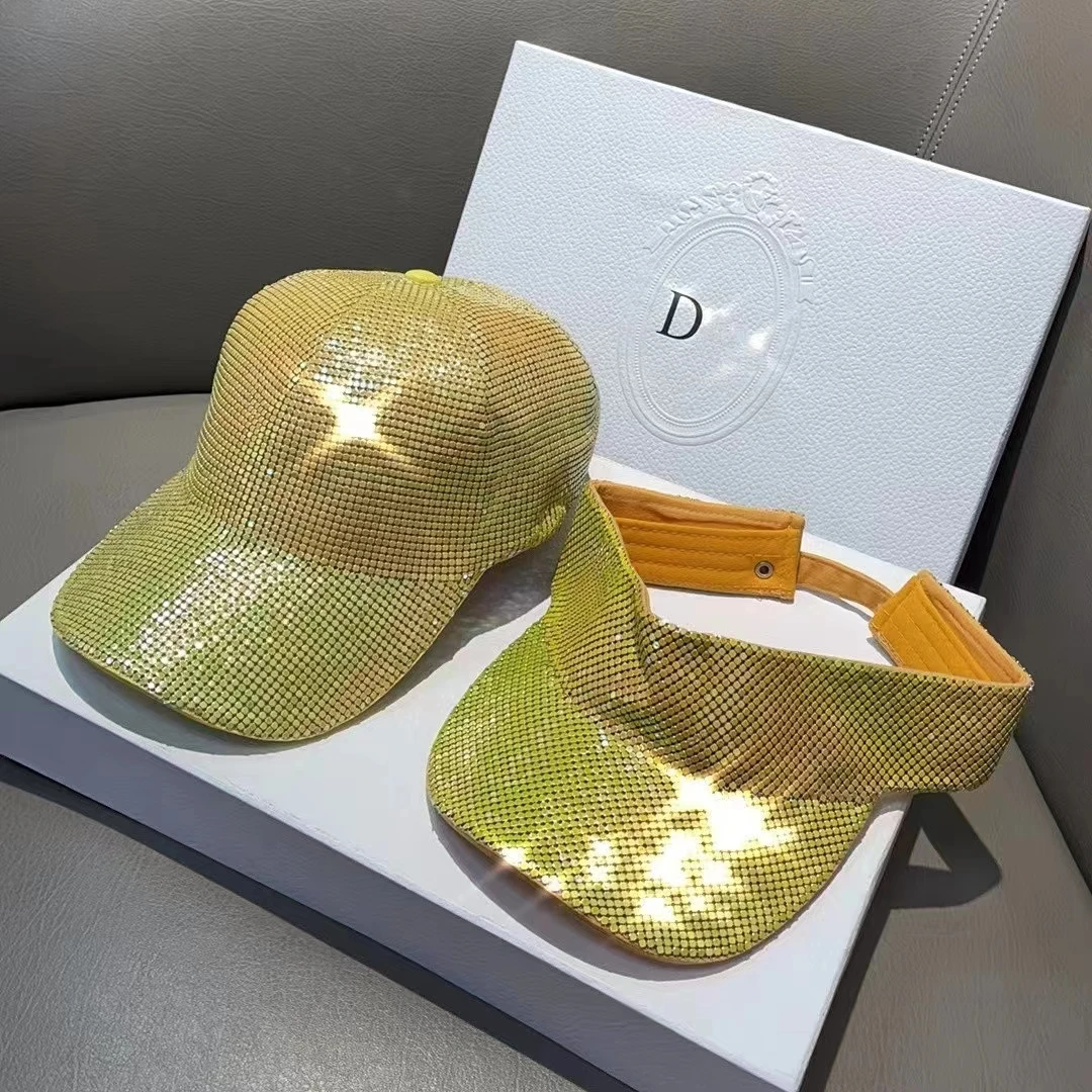 Super Flash Full Diamond Baseball Hat and Rhinestone Bag Set Summer Empty Top Hat Breathable Sunshade Beach Sun Hat Wholesale