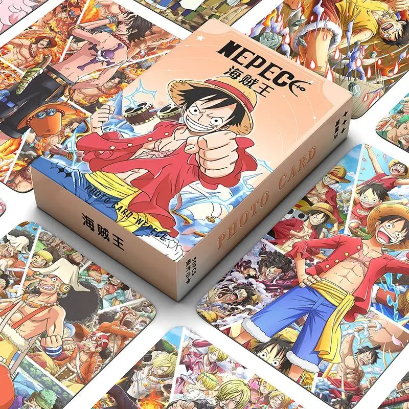 

50pcs One Piece three-inch laser small postcards, 50 pieces, Luffy, Zoro, Ace, high-definition LOMO postcards, interesting gift