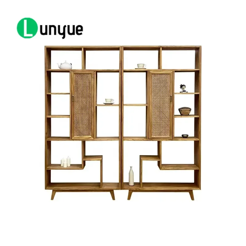 Wabi Sabi Solid Wood Antique Shelf Bookshelf Partition Display Rack Customizable Storage for Apartment Hotel Home Decor
