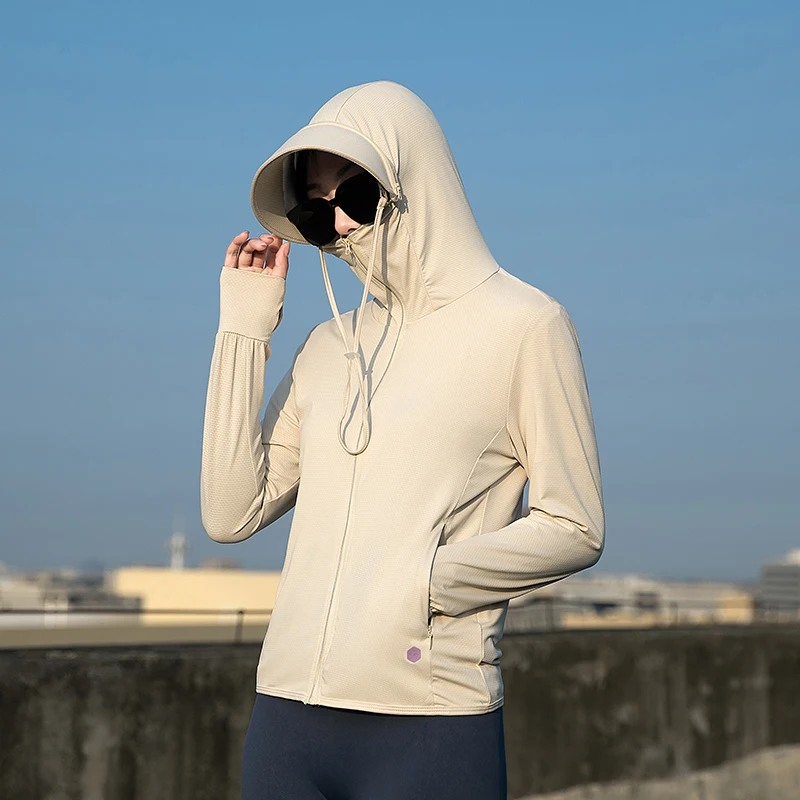 ﻿ Summer Thin Couple Sports Leisure Sunscreen Clothing Comfortable High Quality Ice Silk Breathable Outdoor UV Protection Coat