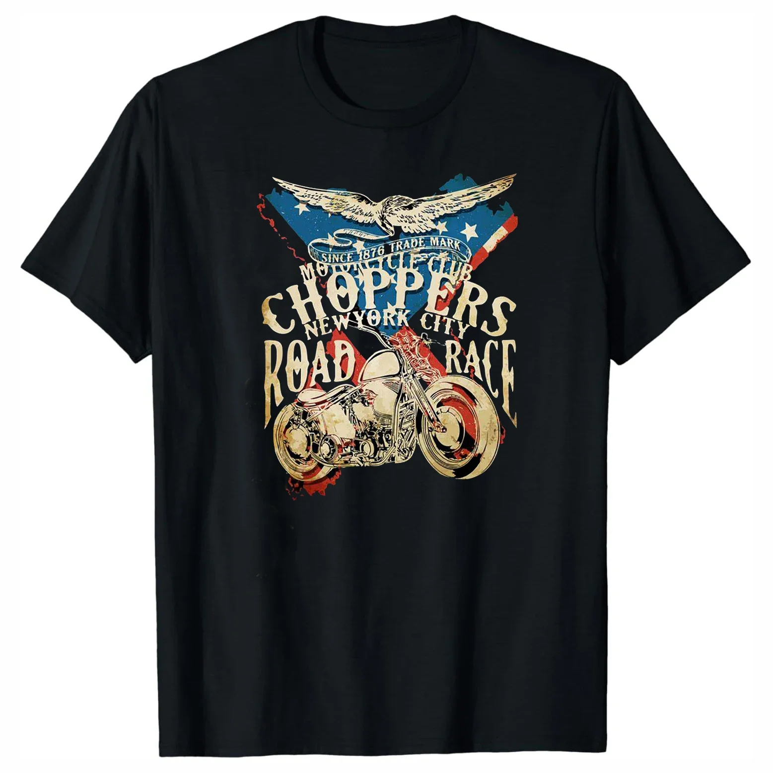 

American Motorcycle Club Choppers New York City Road Race T-Shirt 100% Cotton O-Neck Short Sleeve Summer Casual Mens T-shirt