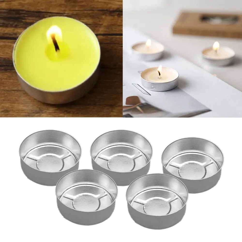 200 قطعة/المجموعة الفضة علب الألومنيوم شمعة صنع كأس الحاويات شمعة الفتائل مع قاعدة القصدير حامل الزفاف ضوء الشموع عشاء ديكور #6
