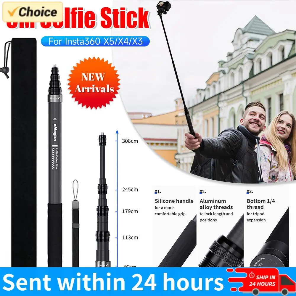 

Удлинительная селфи-палка из углеродного волокна 3M для Insta360 X5/X4/Ace Pro2, невидимый удлиненный монопод для DJI OSMO и Gopro Hero