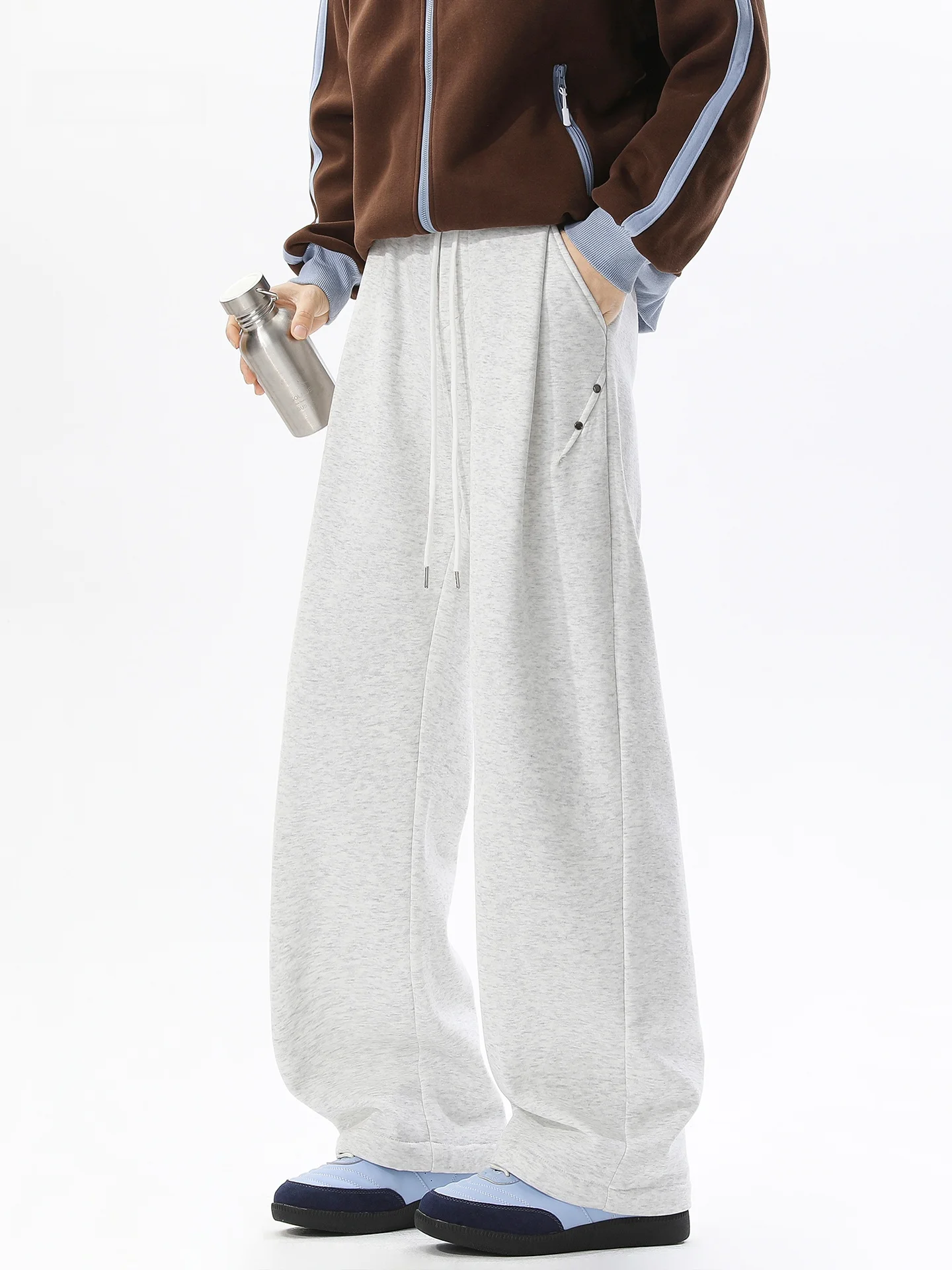 

Мужские спортивные брюки Thiened Fce: повседневные широкие брюки с заклепками, осенне-зимние, свободного кроя, прямые штанины