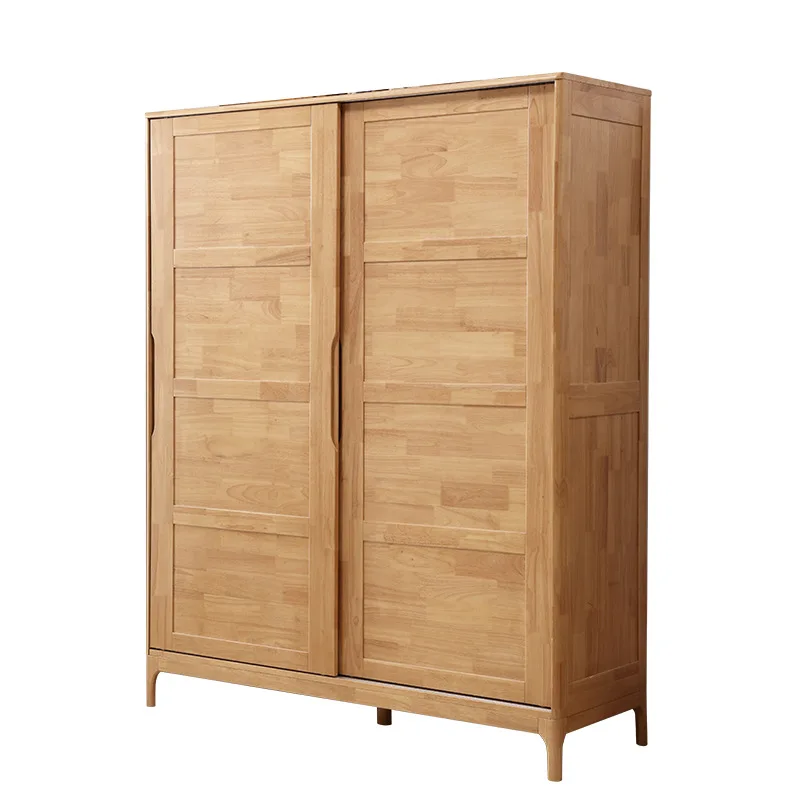 LTT master bedroom Nordic solid wood wardrobe storage four doors and two doors large sliding wardrobe