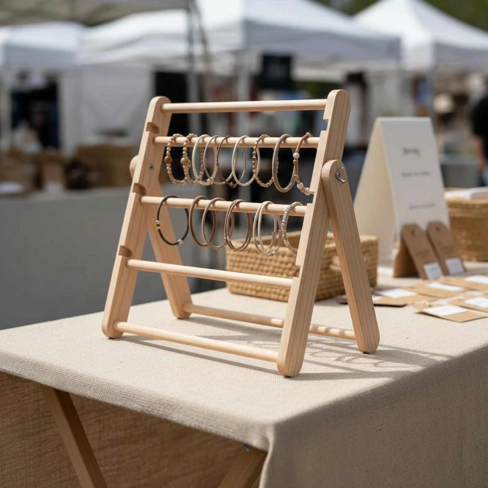 

Bracelet Display Stand Solid Wood Wooden Bracelet Holder Wooden Jewelry Display Stand Multi-Purpose Home Decor Multiple Rows
