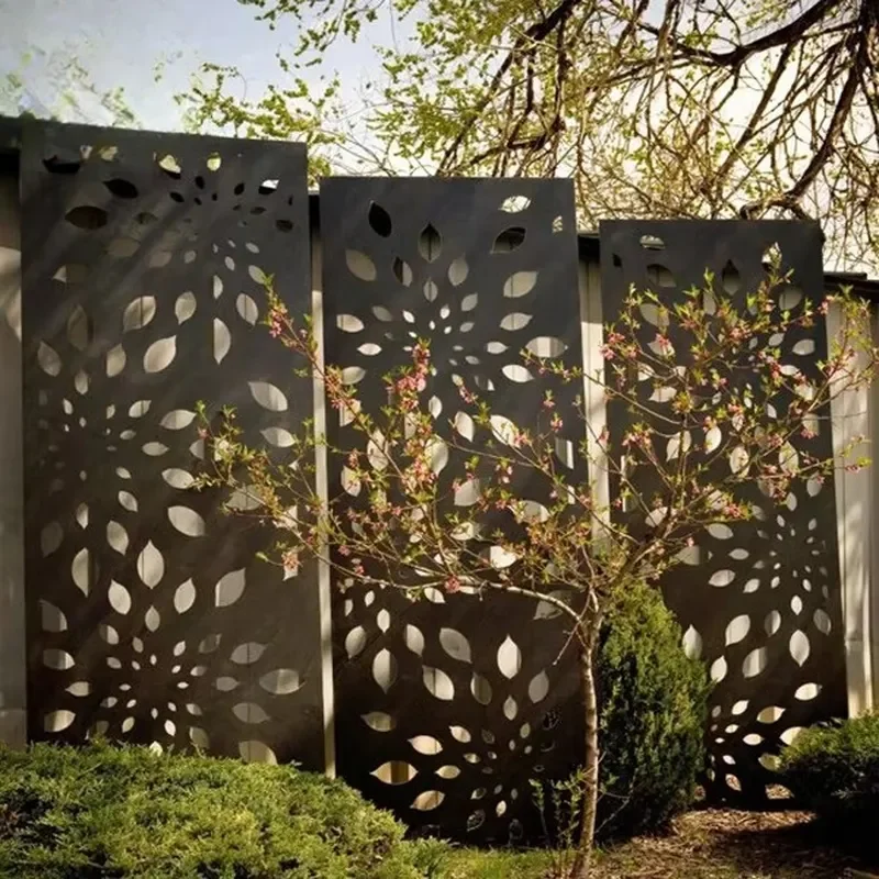 Modern Aluminium Gates and Fences Art Deco Hanging Engraved Flag Theme Partition Panel Privacy Screens for Outdoor Garden Use