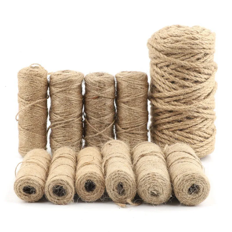 10~50Meters Diameter 6/8/10/12/16mm Natural Jute Twine Vintage Jute Rope Craft Sewing DIY Gift Wrapping Wedding Party Home Decor