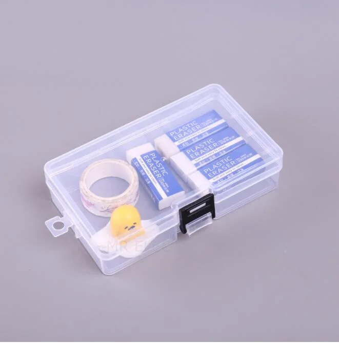 Rectangular PP plastic lock box with cover Transparent jewelry pen storage box Hardware packaging finishing box